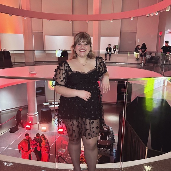 Chic Black Mini Dress with Butterfly Accents - Picture 6 of 6